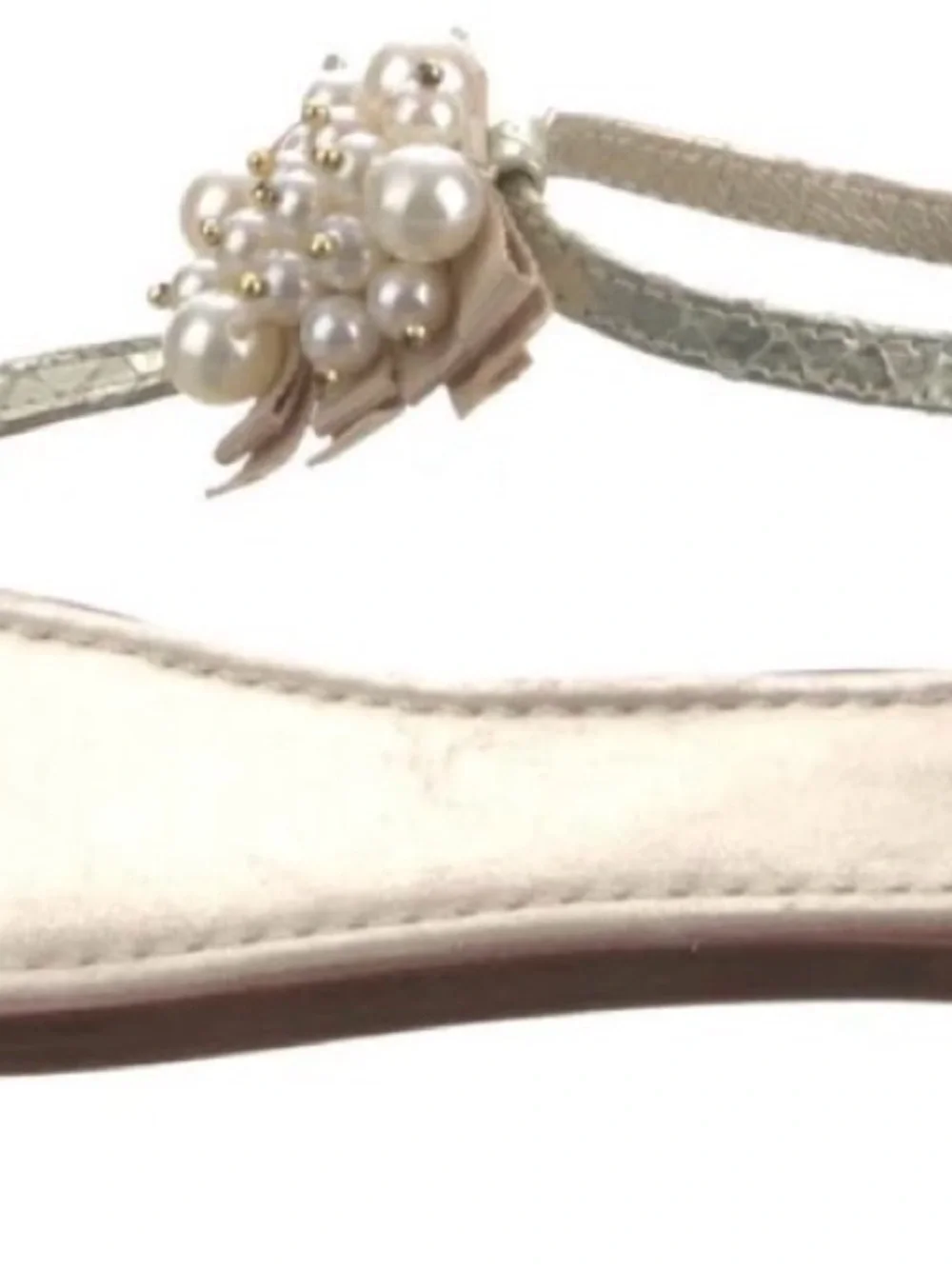 Kate Spade NY Pearl-Cluster Metallic Gold T-Strap Sandals 8.5